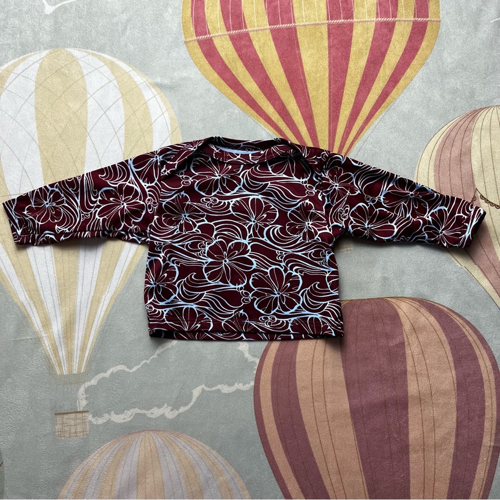 Patagonia Red and Blue Long Sleeve Tee Artistic Design